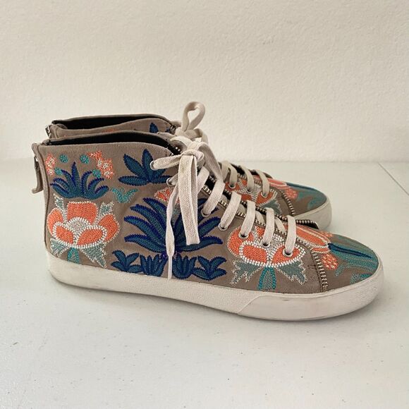 Rebecca Minkoff Zaina Womens‎ Embroidered Suede Sneaker Hi Top Size 10M Floral - Picture 5 of 12